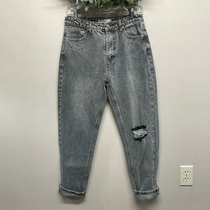 NWT Adika Gray Wash Denim Camden High Rise Mom Jeans M